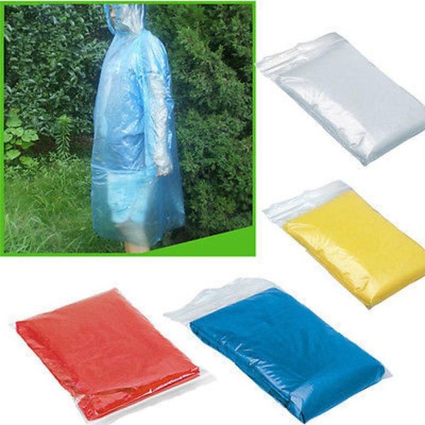 24-pack Engångsregnponchos för vuxna, Nödregnrockar i plast med huva, Individuellt förpackade Regnponchos i bulk, Vattentätt familjepack