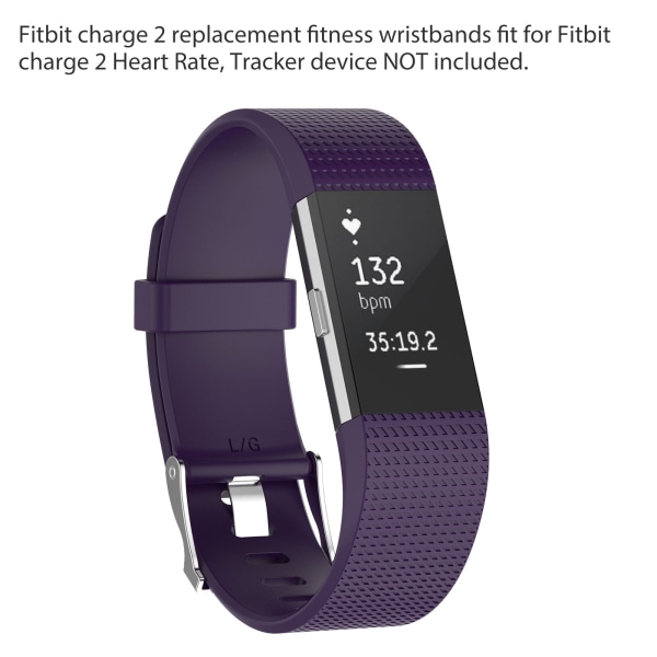 Kompatibel med Fitbit Charge 2 Bands, 2-pakning Udskiftning Blød Silikon Sport Rem Armbånd Tilbehør til Fitbit Charge 2 Smartwatch