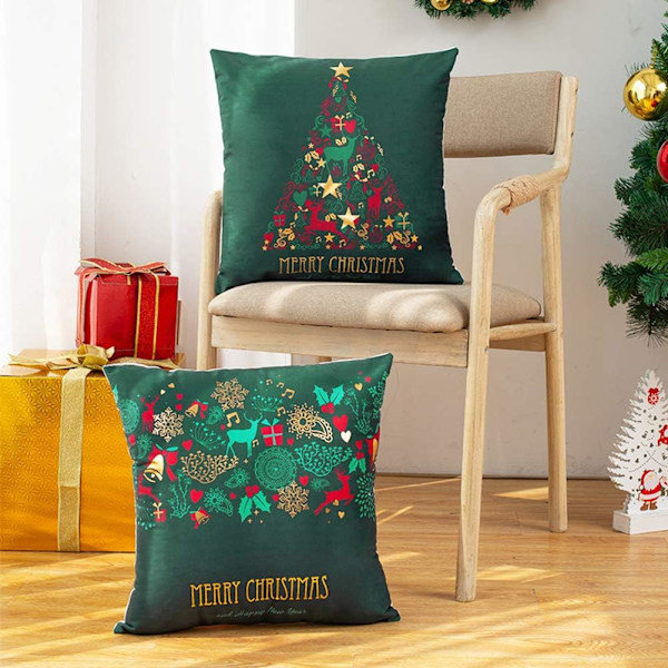 Holiday Elegance, Juldekorationer, 18x18 Set om 4, Snöflingor Renar Tryck, Lätta och Lätta att Förvara för Bekvämlighet Året Runt