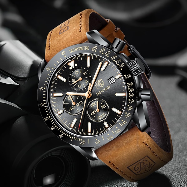 Klockor Herr Analog Quartz Chronograph Herrklockor 30M Vattentät Luminous Date Watch Casual Business Designerklockor Klassisk Elegant