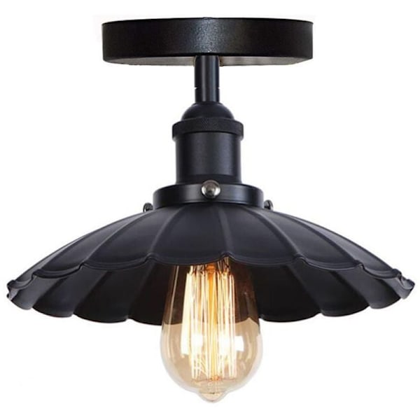 Cham Vintage Industriel Taklampe i Jern Metall Retro Taklampe E27 Lys Loft Bar, Svart