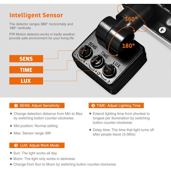 Vattentät LED-strålkastare för utomhusbruk IP67 - Säkerhetsljus med PIR-rörelsesensor 6000-6500K Spotlights Vägglampa för gård,