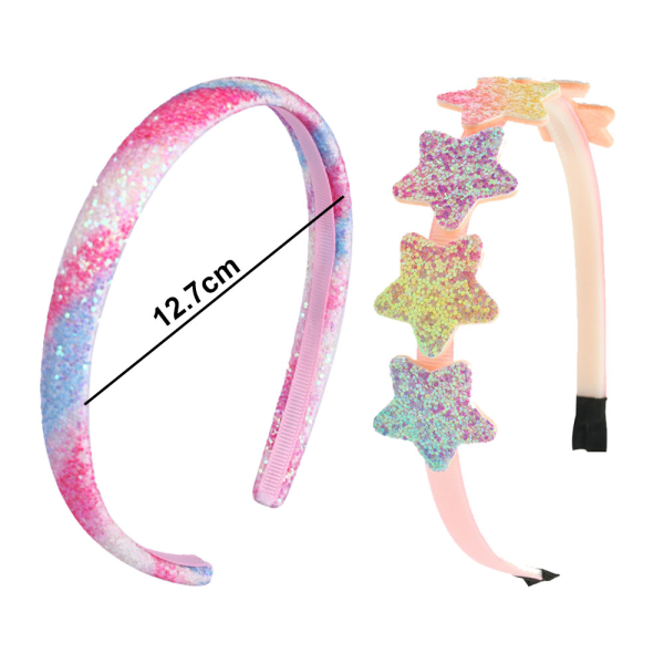 Glitter Hodebånd for Jenter, Regnbue Stjerne Hårbånd for Små