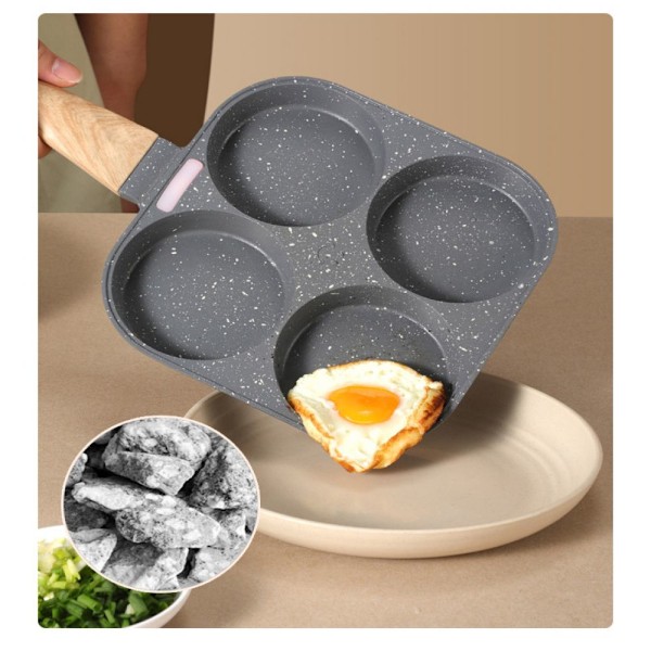 Äggstekpanna, Förtjockad Pannkropp Säkerställer Hållbarhet & Långvarig Prestanda, Design med Fyra Hål För Samtidig Matlagning, Nonstick-beläggning