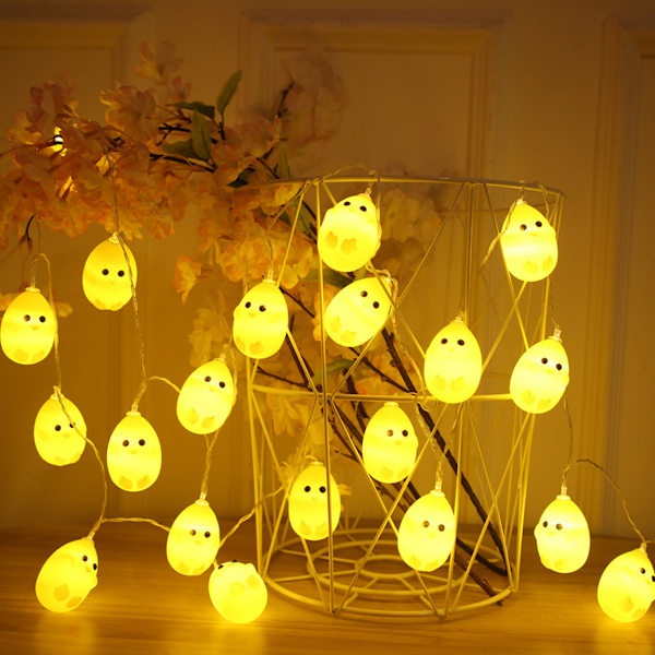 Liten gul kyckling ljusslinga påskdekorationer, söta djur kyckling dekorationsljus, batteridriven 4,9 fot 10 LED-lampor för heminredning,