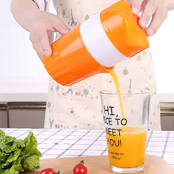 (Farve: Orange) Bærbar manuel juicer til appelsiner Mini håndholdt