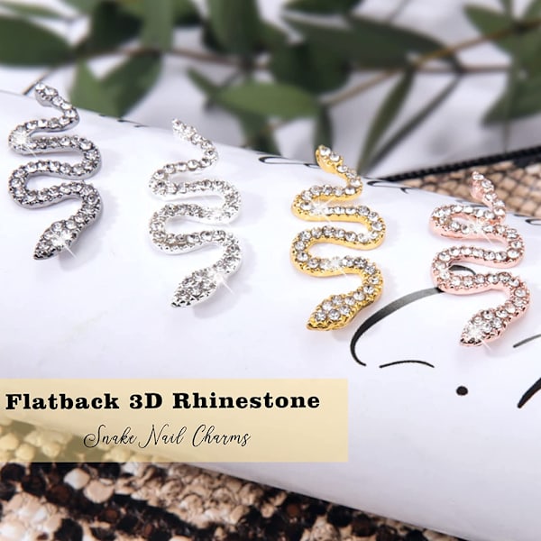 Nagelcharms，Snake Nail Art Charms 3D Nagel Strasssteine，för Nail Art Tillbehör