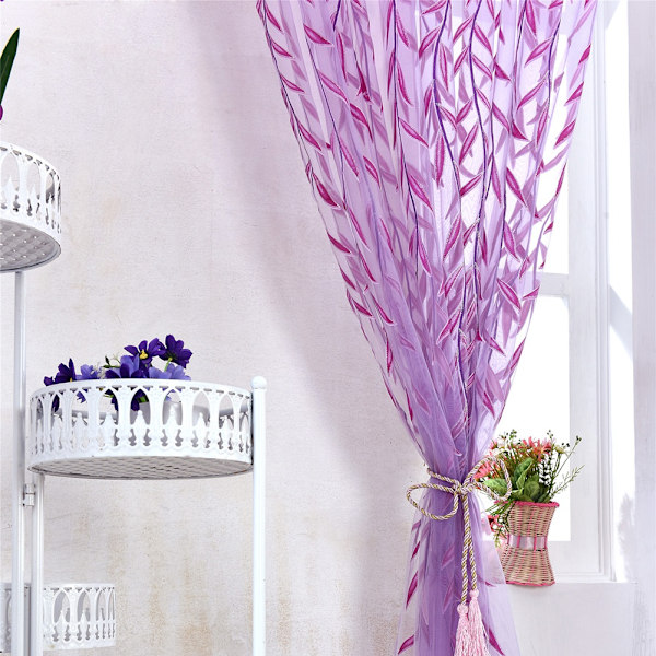 Spets Blommig Skir för Fönster Dörr, Broderade Dörrgardiner Högkvalitativ Polyester Transparent Spets Tyg Elegant Design för Vardagsrum Sovrum