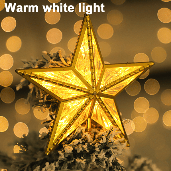 Juletretopp, opplyst stjerne, juletrestjerne, juletrepynt til jul Warm White