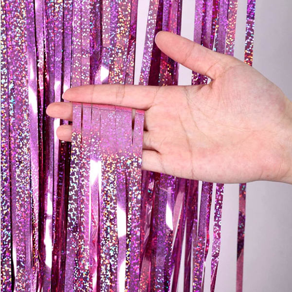 Glittergardin i folie med fransar, 4 stycken, 1x2,5 m