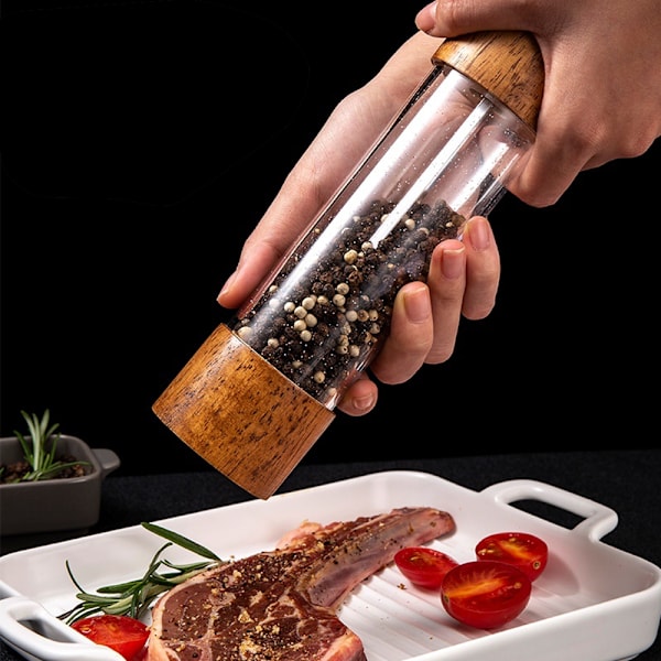 Premium Akrylsalt- och Pepparkvarn Set, Manuell Salt- och
