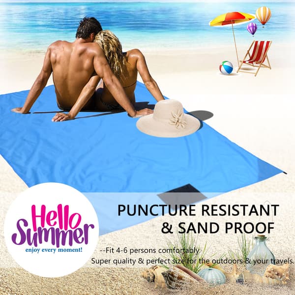 Lomme Strandteppe, Vanntett Piknikmatte med Regnhette, Plugger og Karabinkrok