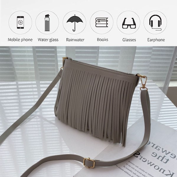 Flickor läder tofs crossbody väska Dam plånbok Daglig axelväska