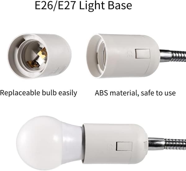 E27 LED Lampebase, 400mm Svanehals Lampeholderbase, E27 Gjenget