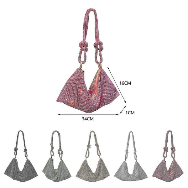 Bling Rhinestone-väskor för kvinnor, chic glittrig aftonväska, Hobo-väska, glänsande silver clutch silver