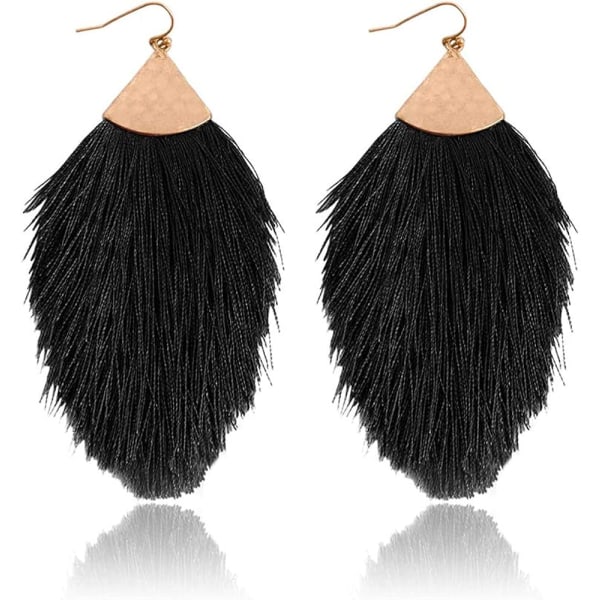 Boheme Silke Tråd Fan Fringe Tassel Statement Øreringe - Lig