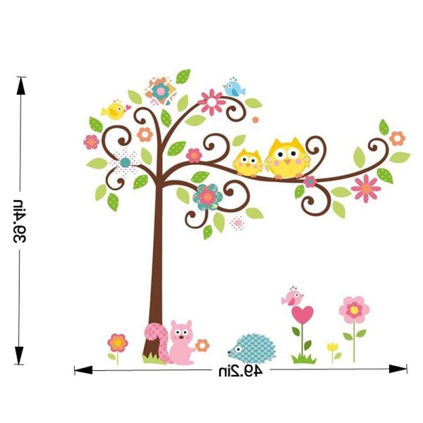 27" x 19" Scroll Tree Cartoon Animals Peel & Stick Wall Decals M