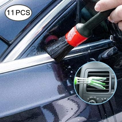 5-pack detaljborstar med stålborste, bil tvättvantar, bilrengöring