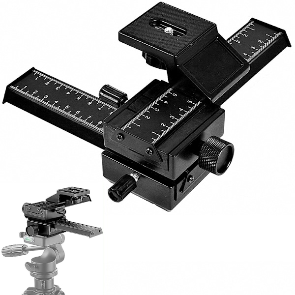 4-vejs Makro Fokuseringsskinne 3D Justeringsskyde Makro Slider til Close Up Optagelse Digitale Kameraer med 1/4 Tommer Skruehul