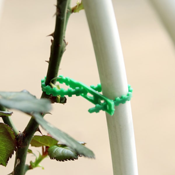 17 cm justerbare plantebånd, 100 stk., gjenbrukbare plantebånd i plast, hurtige bånd for plante støtte