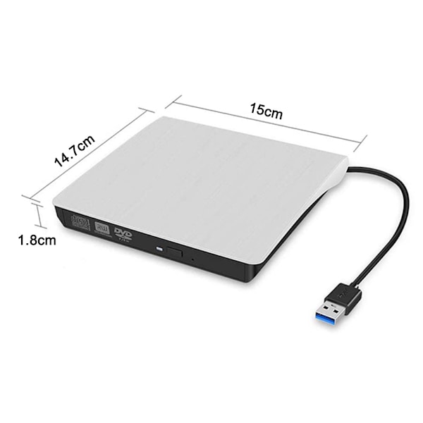 Ulkoinen CD DVD-asema, USB 3.0 Kannettava CD DVD +/-RW Asema Ohut