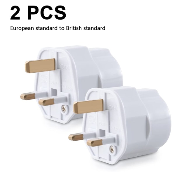 EU-standard til britisk standard støpsel adapter, sett med 2 stk