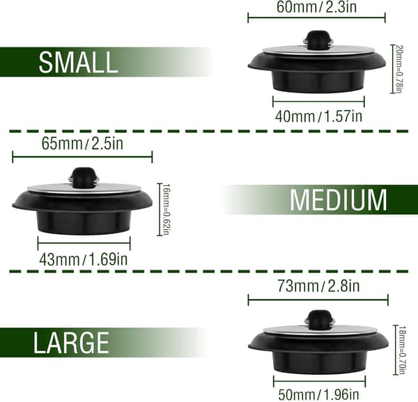 Med 420 mm kuglekæde i rustfrit stål til 40 mm / 43 mm / 50 mm afløb