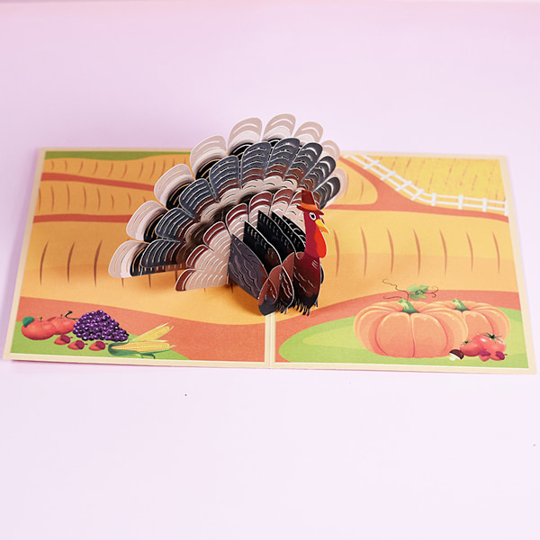 3D Julkort, Pop-Up Kort med Kalkondesign för Hösthelger, Thanksgiving-kort och Kuvert (13x18 cm)