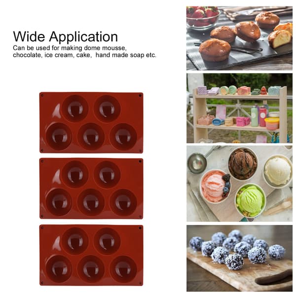 3 stk. Halvkugle Silikonform Bageform til DIY Fremstilling af varm chokolade Mousse Kage, 5 Huller