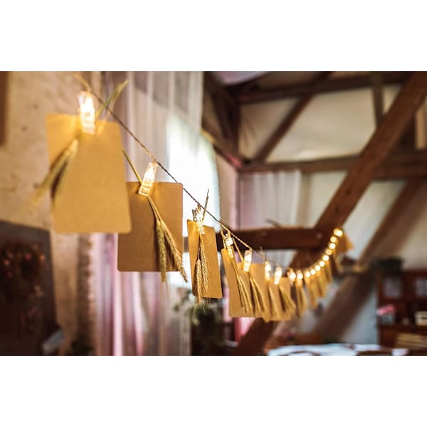 LED-fotoklämmor ljusslinga, återanvändbar 5 meter/ljusslingor-8 lägen