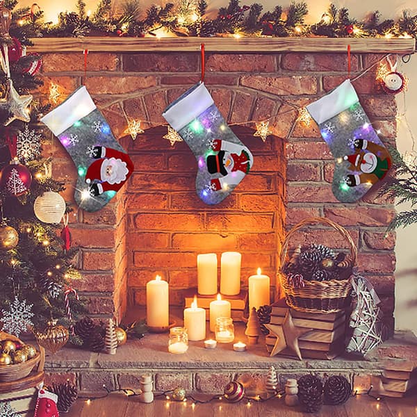 Charmerende julestrømper, polyesterfiber med søde og klassiske mønstre, 3D applikationsdesign til børns yndlingsmønstre