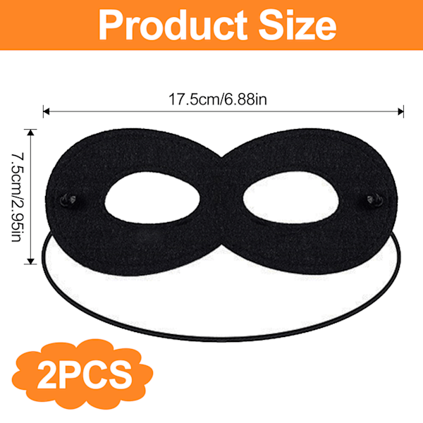 2 stk. sorte filt øjenmasker - 3 mm tykke 17,5 * 7,5 cm