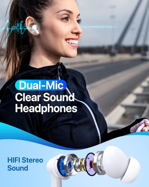 Trådløse ørepropper V5.1 Ørepropper 35 timer spilletid Stereo Lyd In-Ear Bl