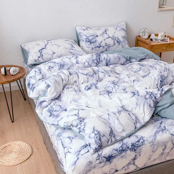 Marmor Mönstrat Mikrofiber Täcke Set, Mjukt & Skrynkelresistent Queen Size Sängkläder med Vackert Mönster, Andningsbar Dunalternativ Fyllning