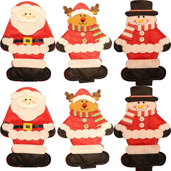 Festlig Jul Bestickhållare, Bordsdekoration För Middagsbjudning, Prydd Med Snögubbe Renar Jultomte Mönster, Kreativ Julhelg