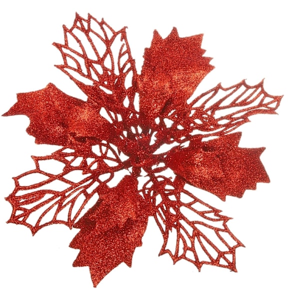 Juletrepynt, 12 stk. juletrepyntsett Deco Juleglitter Kunstige juleblomster til bryllupsfest jul Red