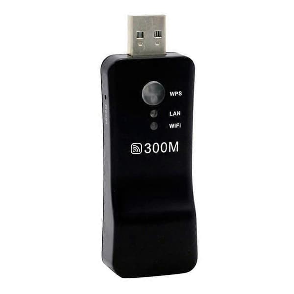 Bærbar Universal 300 Mbps USB WiFi Trådløs Smart TV Nettverksadapter Repeater