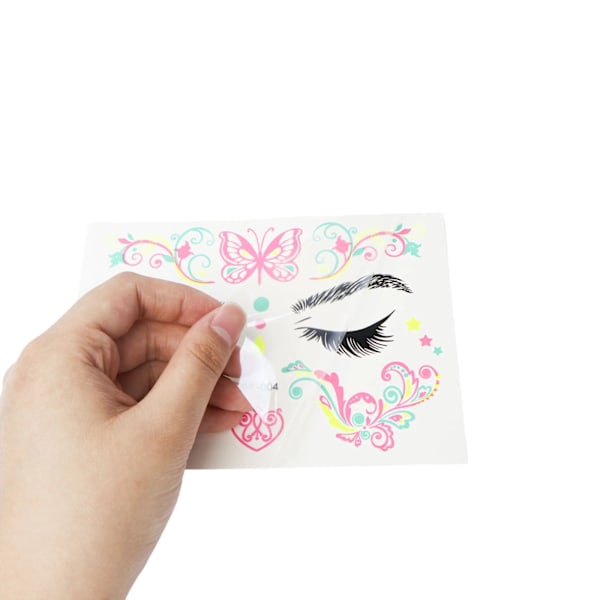 8 st Självhäftande Ansiktsstickers Glitter, Festival Ansiktsstickers Tatuering Stickers Set, Ädelstenar Glitter Rave Party Kropp Temporära Tatueringar för Ögon Ansikte