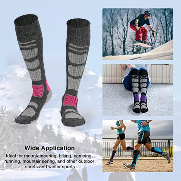 Ski- og snowboardstrømper over kneet for menn og kvinner Light grey rose M