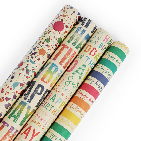Gavepapir med kua-design til bursdag, retro gaveeske innpakningspapir