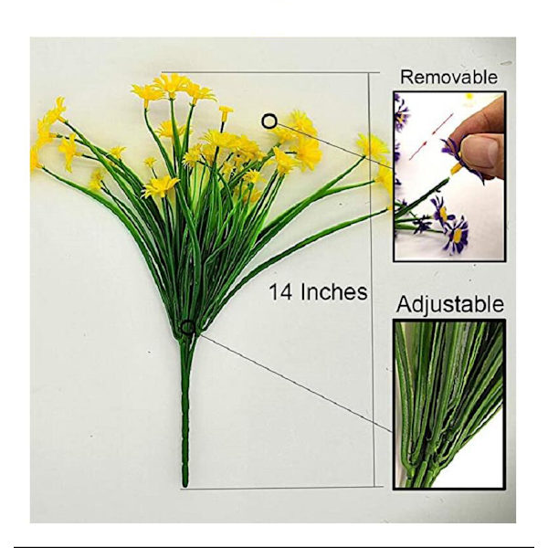 Konstgjorda prästkragar blommor, 4 st konstgjorda blommor gröna plast