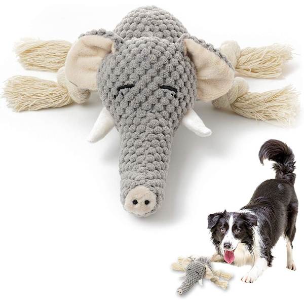 Mjuk hund leksak, pipig leksak för valpar med prasselpapper, hållbara tuggleksaker för små och medelstora hundar med elefantform$Hund leksaker,