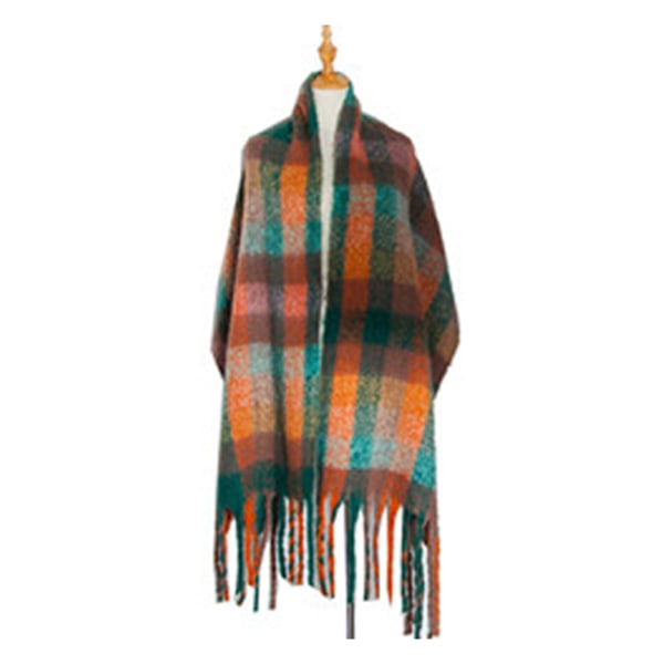 Kvindes Cashmere Stor Farvet Ternet Sjal Vinter Varmt Wrap