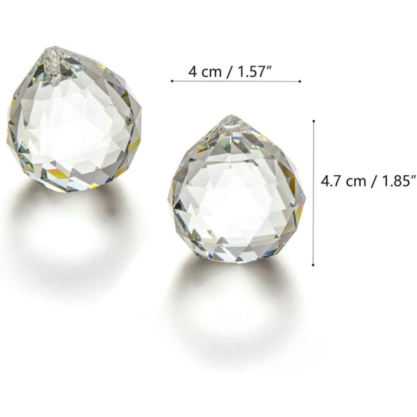 Klar glas kristallkula prisma hänge solfångare 40mm 2-pack