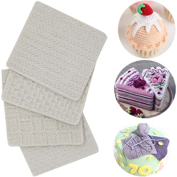 (Sarja 4) Neulonta Silikoninen Fondant Muotti/Neule Simpress Tekstuuri