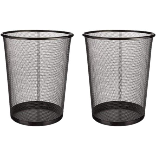 Avfallskorgar | Rostfria soptunnor | Papperskorgar för kontor | Metallnät | 28 x 26 cm | 12L | 2 enheter