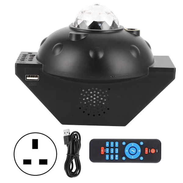 Bluetooth Projektorlampa Multifunktionell Fjärrkontroll Timer USB-lampa för Semesterfest 100-240V UK-kontakt