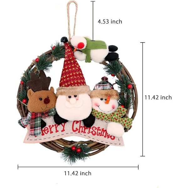 Julkrans med Snögubbedesign, Charmig \"Let it Snow\" Skylt, Krans med Rattanbas för Ytterdörr & Väggdekoration, Återanvändbar Juldekoration