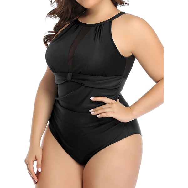 Plus Size Baddräkt Dam One Piece Baddräkt Mage Control High Black -1 24 Plus