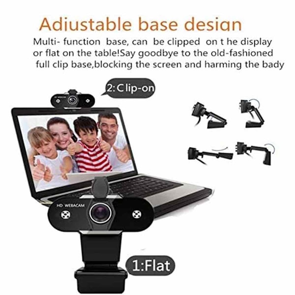 (1080P) USB 2.0 HD Webcam Webkamera til PC Desktop Laptop Computer Kontorarbejde